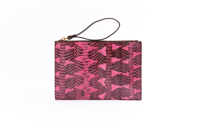 POCHETTE COCCA CON LIVREA FUCSIA