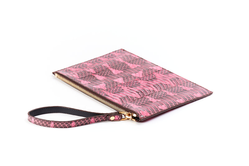 POCHETTE COCCA CON LIVREA FUCSIA